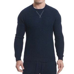 GOODLIFE Navy Blue waffle Alpaca crewneck long sleeve sweater